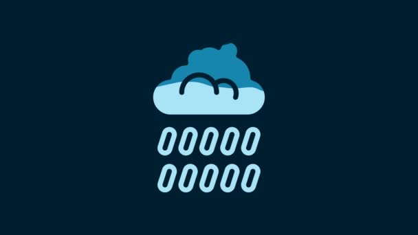 White Cloud Rain Icon Isolated Blue Background Rain Cloud Precipitation — Wideo stockowe