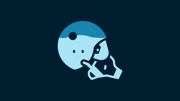 White Modern Pilot Helmet Icon Isolated Blue Background Video Motion — Stockvideo