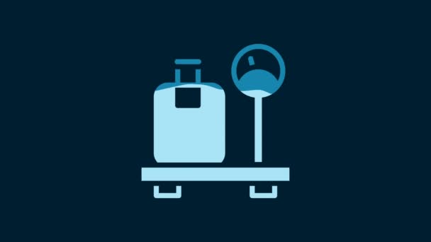 White Scale Suitcase Icon Isolated Blue Background Logistic Delivery Weight — 비디오