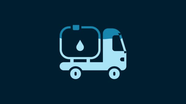 White Fuel Tanker Truck Icon Isolated Blue Background Gasoline Tanker — Wideo stockowe