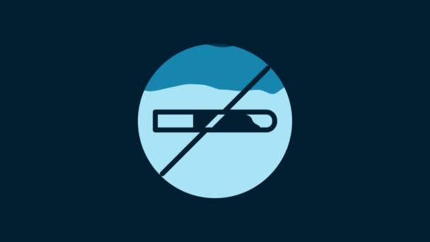 蓝色背景的白色禁烟图标 香烟的符号 4K视频运动图形动画 — 图库视频影像