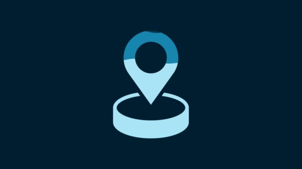 White Map Pin Icon Isolated Blue Background Navigation Pointer Location — Stockvideo