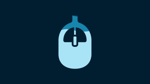 Иконка Белой Мыши Выделена Синем Фоне Оптический Обозначением Колеса Видеографическая — стоковое видео