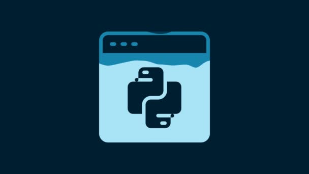 White Python Programming Language Icon Isolated Blue Background Python Coding — Stok video