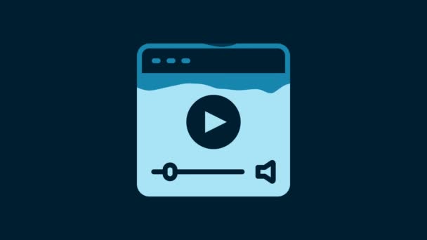 White Online Play Video Icon Isolated Blue Background Film Strip — Stock Video