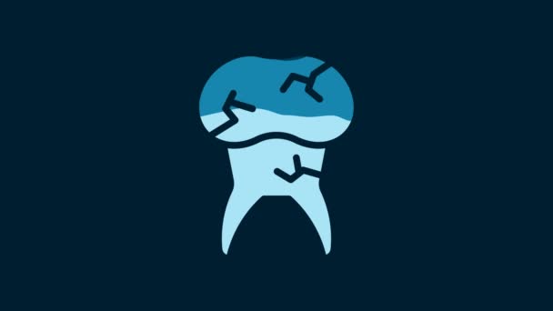 White Tooth Caries Icon Isolated Blue Background Tooth Decay Video — Wideo stockowe