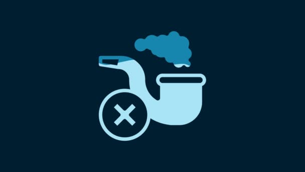 White Smoking Pipe Smoke Icon Isolated Blue Background Tobacco Pipe — Vídeo de Stock