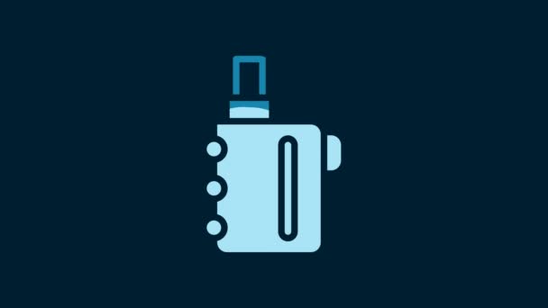White Electronic Cigarette Icon Isolated Blue Background Vape Smoking Tool — Stock video