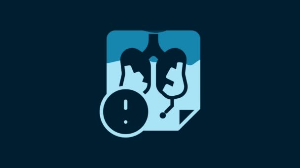 White Disease Lungs Icon Isolated Blue Background Video Motion Graphic — Vídeo de Stock