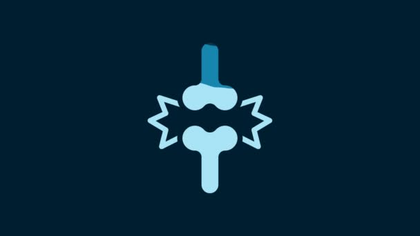 White Joint Pain Knee Pain Icon Isolated Blue Background Orthopedic — Wideo stockowe