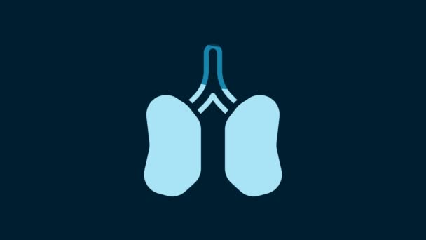 White Lungs Icon Isolated Blue Background Video Motion Graphic Animation — Stockvideo