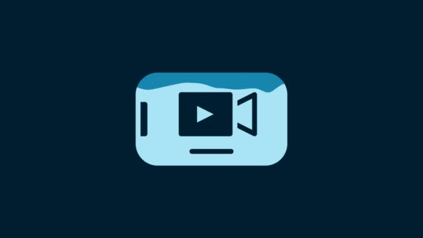 White Online Play Video Icon Isolated Blue Background Smartphone Film — Stock videók