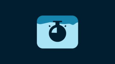 White Stopwatch icon isolated on blue background. Time timer sign. Chronometer sign. 4K Video motion graphic animation.