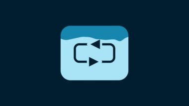 White Repeat button icon isolated on blue background. 4K Video motion graphic animation.