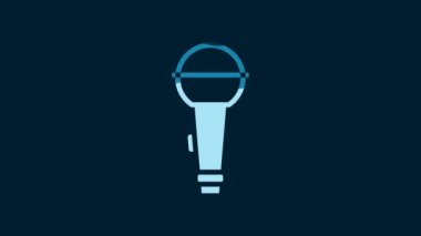 White Microphone icon isolated on blue background. On air radio mic microphone. Speaker sign. 4K Video motion graphic animation.