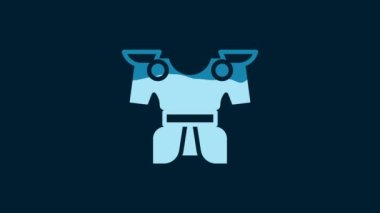 White Body armor icon isolated on blue background. 4K Video motion graphic animation.