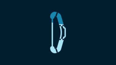 White Medieval bow icon isolated on blue background. Medieval weapon. 4K Video motion graphic animation.
