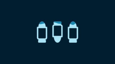 White Bullet icon isolated on blue background. 4K Video motion graphic animation.