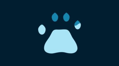 White Bear paw footprint icon isolated on blue background. 4K Video motion graphic animation.