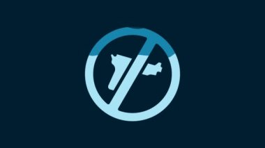 White No war icon isolated on blue background. The peace symbol. 4K Video motion graphic animation.