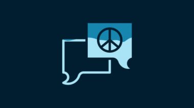 White Speech bubble chat icon isolated on blue background. Message icon. Communication or comment chat symbol. 4K Video motion graphic animation.