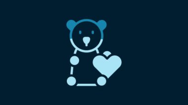 White Donate child toys icon isolated on blue background. Charity kindness, volunteer social assistance. 4K Video motion graphic animation.