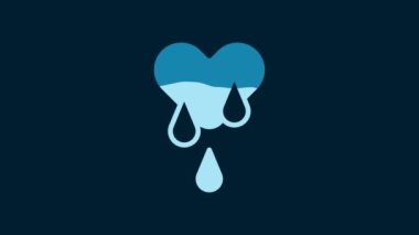 White Blood donation icon isolated on blue background. 4K Video motion graphic animation.