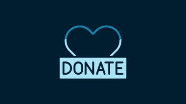 White Donation and charity icon isolated on blue background. Donate money and charity concept. 4K Video motion graphic animation.