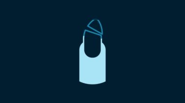 White Broken nail icon isolated on blue background. Cracked fingernail. 4K Video motion graphic animation.