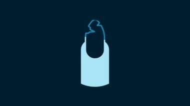White Broken nail icon isolated on blue background. Cracked fingernail. 4K Video motion graphic animation.