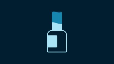 White Bottle of nail polish icon isolated on blue background. 4K Video motion graphic animation.