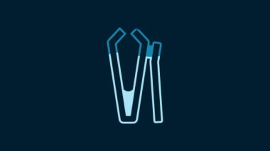 White Nail cutter icon isolated on blue background. Nail clipper. 4K Video motion graphic animation.