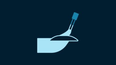 White Manicure icon isolated on blue background. 4K Video motion graphic animation.