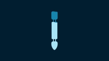 White Cuticle pusher icon isolated on blue background. Tool for manicure. 4K Video motion graphic animation.