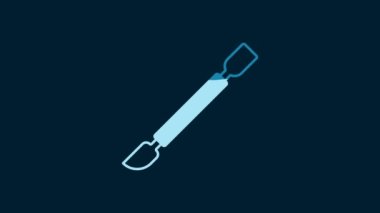 White Cuticle pusher icon isolated on blue background. Tool for manicure. 4K Video motion graphic animation.