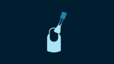 White Nail manicure icon isolated on blue background. 4K Video motion graphic animation.