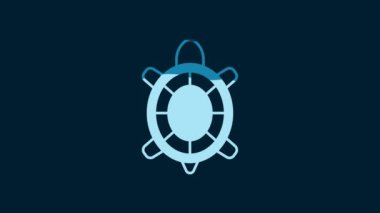 White Turtle icon isolated on blue background. 4K Video motion graphic animation.