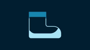White Boots icon isolated on blue background. Diving underwater equipment. 4K Video motion graphic animation.