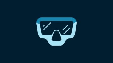 White Diving mask icon isolated on blue background. Extreme sport. Diving underwater equipment. 4K Video motion graphic animation.