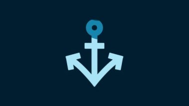 White Anchor icon isolated on blue background. 4K Video motion graphic animation.