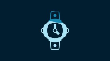White Diving watch icon isolated on blue background. Diving underwater equipment. 4K Video motion graphic animation.