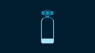 White Aqualung icon isolated on blue background. Oxygen tank for diver. Diving equipment. Extreme sport. Diving underwater equipment. 4K Video motion graphic animation.