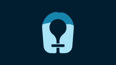 White Life jacket icon isolated on blue background. Life vest icon. Extreme sport. Sport equipment. 4K Video motion graphic animation.