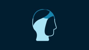 White Diving hood icon isolated on blue background. Spearfishing hat winter swim hood. Diving underwater equipment. 4K Video motion graphic animation.