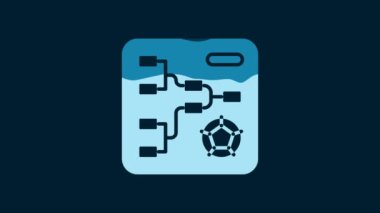 White Results and standing tables scoreboard championship tournament bracket icon isolated on blue background. 4K Video motion graphic animation.