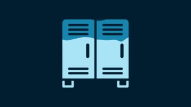 White Locker or changing room for hockey, football, basketball team or workers icon isolated on blue background. 4K Video motion graphic animation.