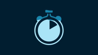 White Stopwatch icon isolated on blue background. Time timer sign. Chronometer sign. 4K Video motion graphic animation.