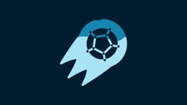 White Soccer football ball icon isolated on blue background. Sport equipment. 4K Video motion graphic animation.