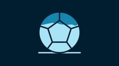 White Soccer football ball icon isolated on blue background. Sport equipment. 4K Video motion graphic animation.