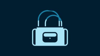 White Sport bag icon isolated on blue background. 4K Video motion graphic animation.